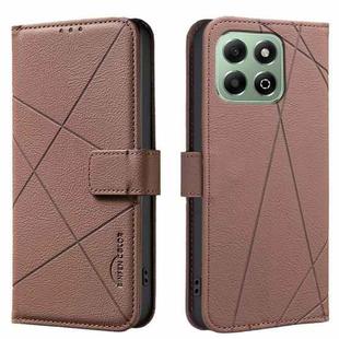 For Honor X6B Geometric Pattern RFID Leather Phone Case(Brown)