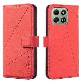 For Honor X6B Geometric Pattern RFID Leather Phone Case(Red)
