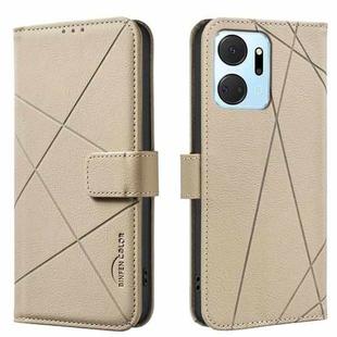 For Honor X7A Geometric Pattern RFID Leather Phone Case(Beige)