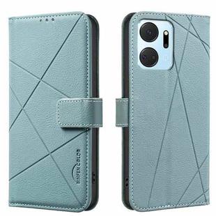 For Honor X7A Geometric Pattern RFID Leather Phone Case(Green)