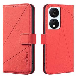 For Honor X7B Geometric Pattern RFID Leather Phone Case(Red)