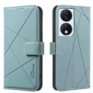 For Honor X7B Geometric Pattern RFID Leather Phone Case(Green)