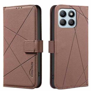 For Honor X8B Geometric Pattern RFID Leather Phone Case(Brown)