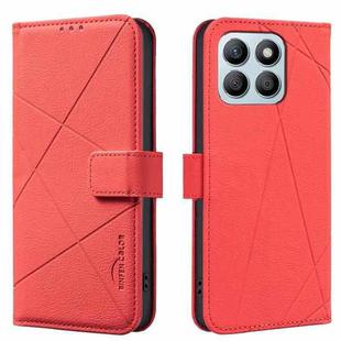 For Honor X8B Geometric Pattern RFID Leather Phone Case(Red)