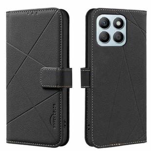 For Honor X8B Geometric Pattern RFID Leather Phone Case(Black)