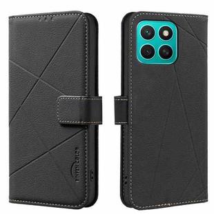 For Honor X8C Geometric Pattern RFID Leather Phone Case(Black)