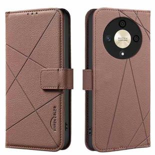 For Honor X9B / Magic6 Lite Geometric Pattern RFID Leather Phone Case(Brown)