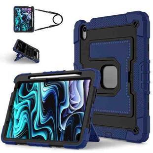 For iPad Air 11 2025 / 2024 Big Holder Silicone Hydric PC Tablet Case with Shoulder Strap(Navy Black)