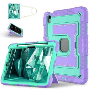 For iPad Air 11 2025 / 2024 Big Holder Silicone Hydric PC Tablet Case with Shoulder Strap(Purple Mint)