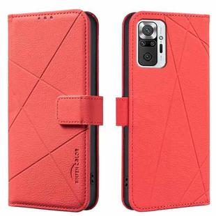 For Redmi Note 10 Pro Max / Note 10 Pro Geometric Pattern RFID Leather Phone Case(Red)