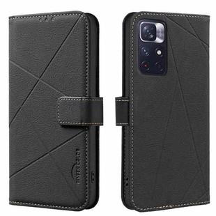 For Redmi Note 11 / 11S / 12S 6.43inch Geometric Pattern RFID Leather Phone Case(Black)