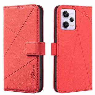 For Redmi Note 12 Pro 5G Global Geometric Pattern RFID Leather Phone Case(Red)