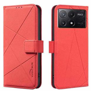 For Redmi K70E Geometric Pattern RFID Leather Phone Case(Red)