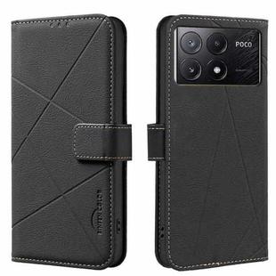 For Redmi K70E Geometric Pattern RFID Leather Phone Case(Black)