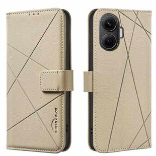 For Redmi Turbo 4 Pro Geometric Pattern RFID Leather Phone Case(Beige)