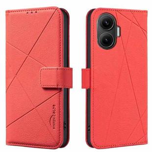 For Redmi Turbo 4 Pro Geometric Pattern RFID Leather Phone Case(Red)