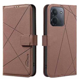 For Redmi 15C 4G 173.1mm / 15C 5G 173.1mm Geometric Pattern RFID Leather Phone Case(Brown)