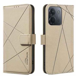 For Redmi 15C 4G 173.1mm / 15C 5G 173.1mm Geometric Pattern RFID Leather Phone Case(Beige)