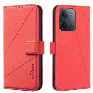 For Redmi 15C 4G 173.1mm / 15C 5G 173.1mm Geometric Pattern RFID Leather Phone Case(Red)