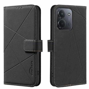 For Redmi 15C 4G 173.1mm / 15C 5G 173.1mm Geometric Pattern RFID Leather Phone Case(Black)