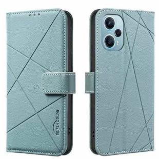 For Xiaomi Poco F5 5G Geometric Pattern RFID Leather Phone Case(Green)
