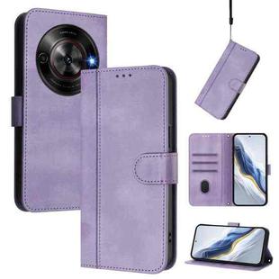 For ZTE Blade A75 5G / Nubia Focus 5G Line Splicing Buckle Retro Leather Phone Case(Purple)