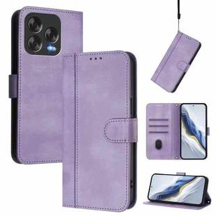 For ZTE Blade V70 Vita / Nubia V70 Design Line Splicing Buckle Retro Leather Phone Case(Purple)