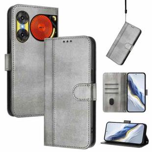 For ZTE Nubia Music 2 Line Splicing Buckle Retro Leather Phone Case(Grey)