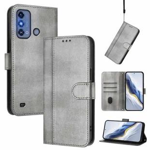 For ZTE Blade A53 Pro Line Splicing Buckle Retro Leather Phone Case(Grey)