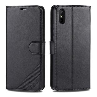 For Xiaomi Redmi 9A AZNS Sheepskin Texture Horizontal Flip Leather Case with Holder & Card Slots & Wallet(Black)
