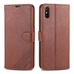 For Xiaomi Redmi 9A AZNS Sheepskin Texture Horizontal Flip Leather Case with Holder & Card Slots & Wallet(Brown)