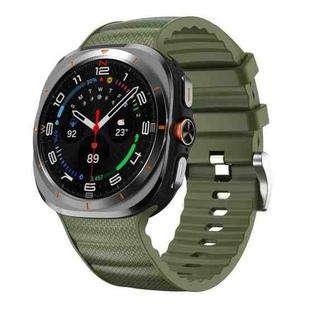 For Samsung Galaxy Watch Ultra 47mm Solid Color Sports Silicone Watch Band(Army Green)