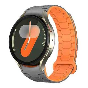 For Samsung Galaxy Watch 7 / 6 / 5 Magnetic Silicone Watch Band(Grey+Orange)