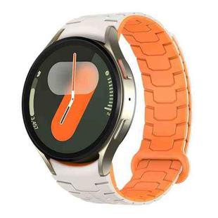 For Samsung Galaxy Watch 7 / 6 / 5 Magnetic Silicone Watch Band(Starlight+Orange)