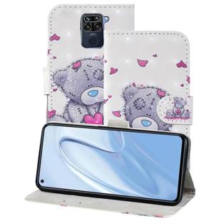 For Xiaomi Redmi Note 9 3D Painting Pattern Coloured Drawing Horizontal Flip PU Leather Case with Holder & Card Slots & Wallet & Lanyard(Love Bear)