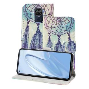 For Xiaomi Redmi Note 9 3D Painting Pattern Coloured Drawing Horizontal Flip PU Leather Case with Holder & Card Slots & Wallet & Lanyard(Feather Wind Chime)
