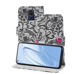 For Xiaomi Redmi Note 9 3D Painting Pattern Coloured Drawing Horizontal Flip PU Leather Case with Holder & Card Slots & Wallet & Lanyard(Lace Flower)