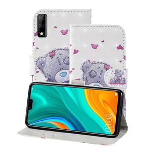 For Huawei Y8s 3D Painting Pattern Coloured Drawing Horizontal Flip PU Leather Case with Holder & Card Slots & Wallet & Lanyard(Love Bear)