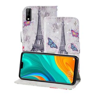 For Huawei Y8s 3D Painting Pattern Coloured Drawing Horizontal Flip PU Leather Case with Holder & Card Slots & Wallet & Lanyard(Eiffel Tower)