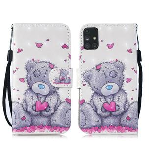 For Samsung Galaxy M31s 3D Painting Pattern Coloured Drawing Horizontal Flip PU Leather Case with Holder & Card Slots & Wallet & Lanyard(Love Bear)