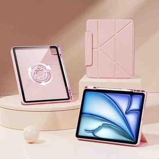 For iPad Air 11 2025 / 2024 Relieve Stress Rotatable Y-Fold Leather Tablet Case(Pink)