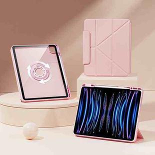 For iPad Air 13 2025 / 2024 / Pro 12.9 Relieve Stress Rotatable Y-Fold Leather Tablet Case(Pink)