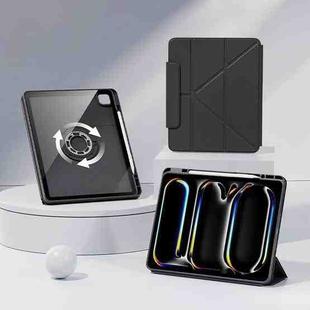 For iPad Pro 11 2024 Relieve Stress Rotatable Y-Fold Leather Tablet Case(Black)