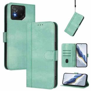 For ASUS ROG Phone 8 / 8 Pro Line Splicing Buckle Retro Leather Phone Case(Mint Green)