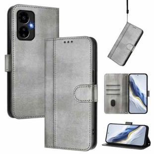 For Boost Mobile Celero 5G 2024 / 3 5G Line Splicing Buckle Retro Leather Phone Case(Grey)