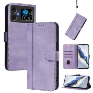 For Cubot A20 Line Splicing Buckle Retro Leather Phone Case(Purple)