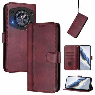 For Cubot A30 Line Splicing Buckle Retro Leather Phone Case(Wine Red)