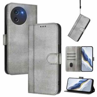 For DOOGEE Note 59 / 59 Pro Line Splicing Buckle Retro Leather Phone Case(Grey)