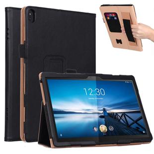 For Lenovo Tab P10 TB-X705F & Tab M10 FHD REL TB-X605FC/LC & Tab M10 TB-X605F / TB-X505F Retro Texture PU Leather Horizontal Flip Leather Case with Holder & 2 Card Slots & Hand Strap(Black)