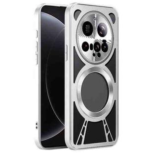 For Xiaomi 15 Ultra Silicone Cooling Hollow Metal MagSafe Phone Case(Silver)